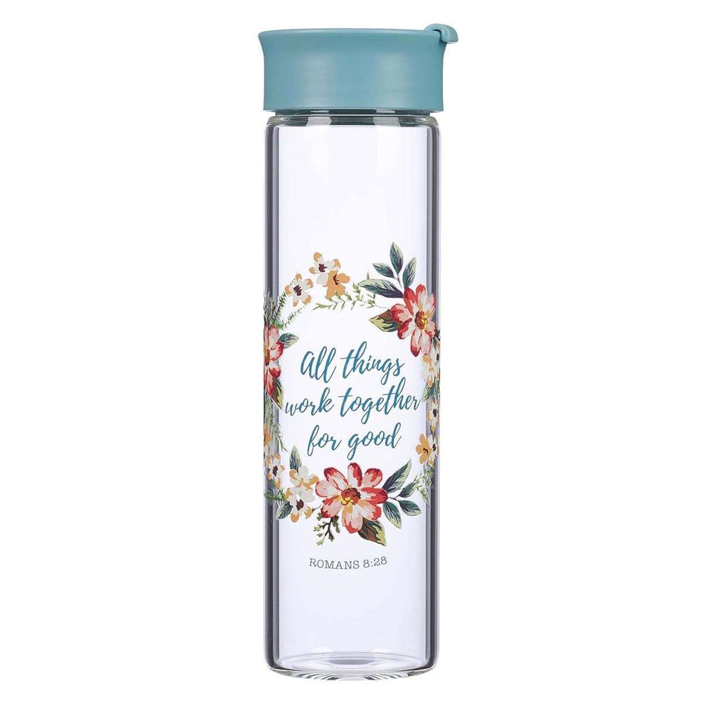 Botella de vidrio para agua - All Things Work- Verde