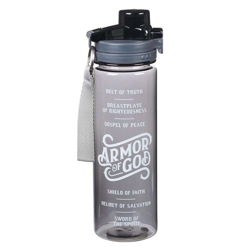Botella plástica para agua - Armor Of God- Negra - Coffee & Jesus