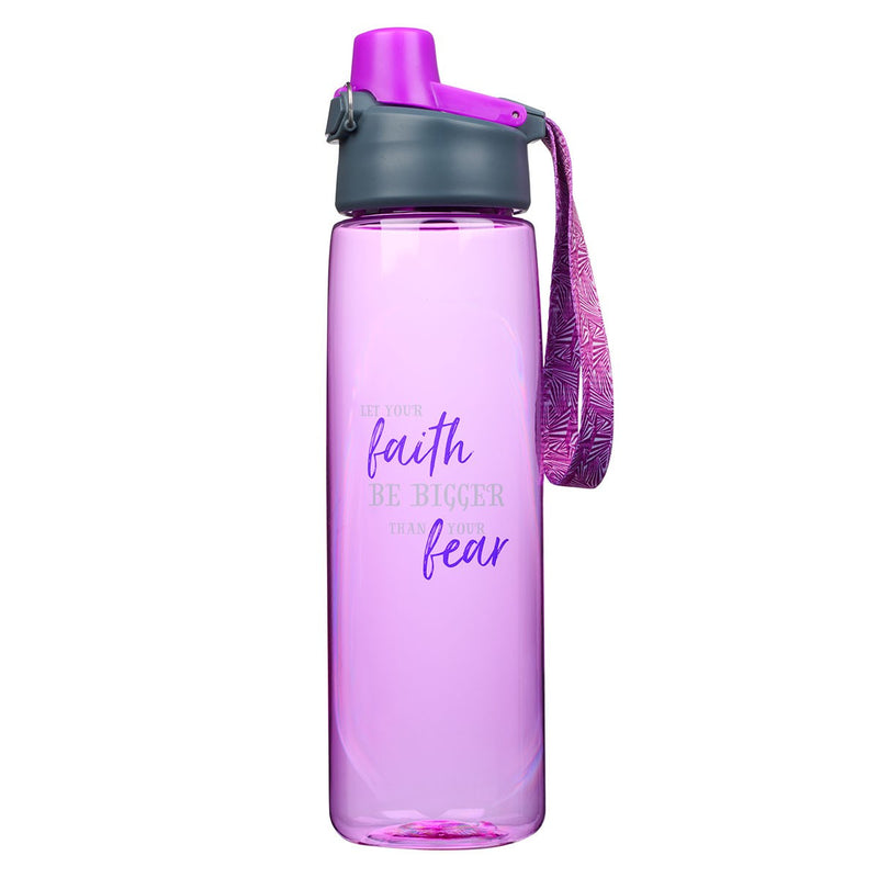 Faith Bigger Than Fear Plastic Water Bottle in Purple