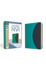 Santa Bibla ultrafina imitación piel turquesa y gris - NVI