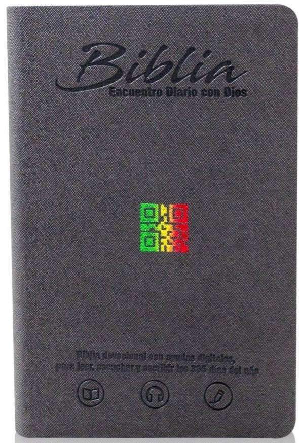 Biblia encuentro diario con Dios, gris QR  - RVC - Coffee & Jesus