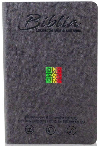 Biblia encuentro diario con Dios, gris QR  - RVC