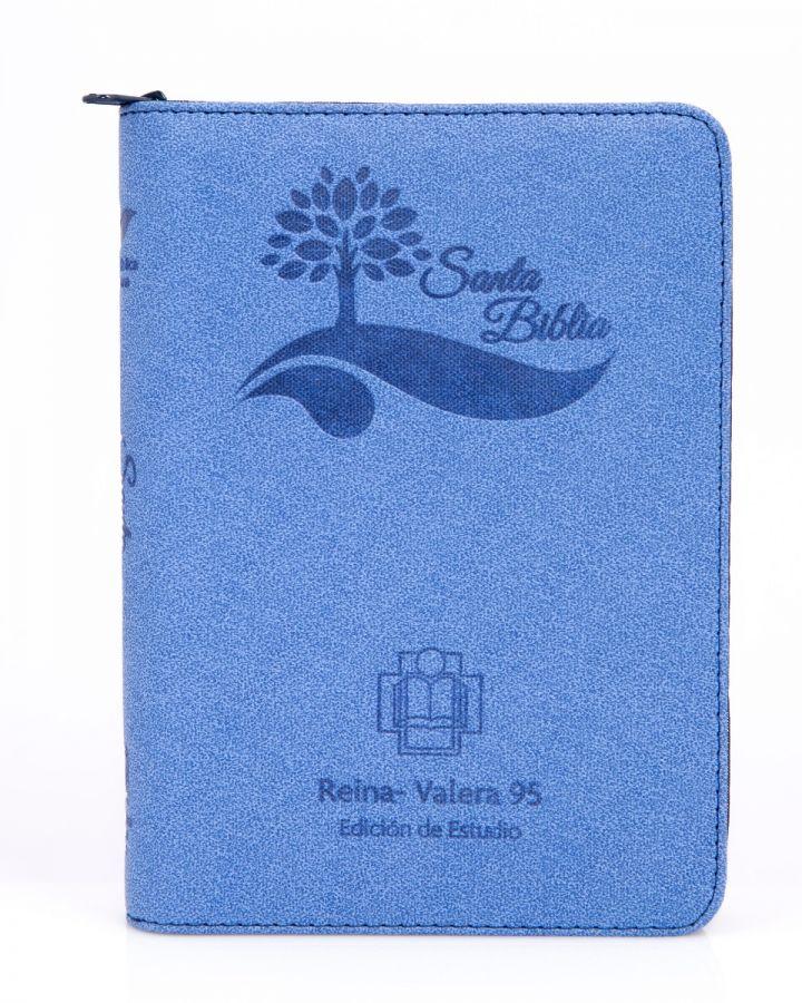 Biblia de estudio color azul, canto plateado - RVR 1995 - Coffee & Jesus