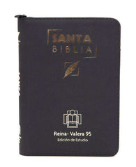 Biblia de estudio con cierre e índice tamaño manual negra - RVR 1995