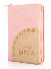 Santa Biblia Compacta con Cierre para Jovenes Reina Valera 1960 - Imitación piel rosa/crema