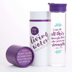 Botella de vidrio para agua - I can do all this - Morado