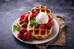 Waffle con helado