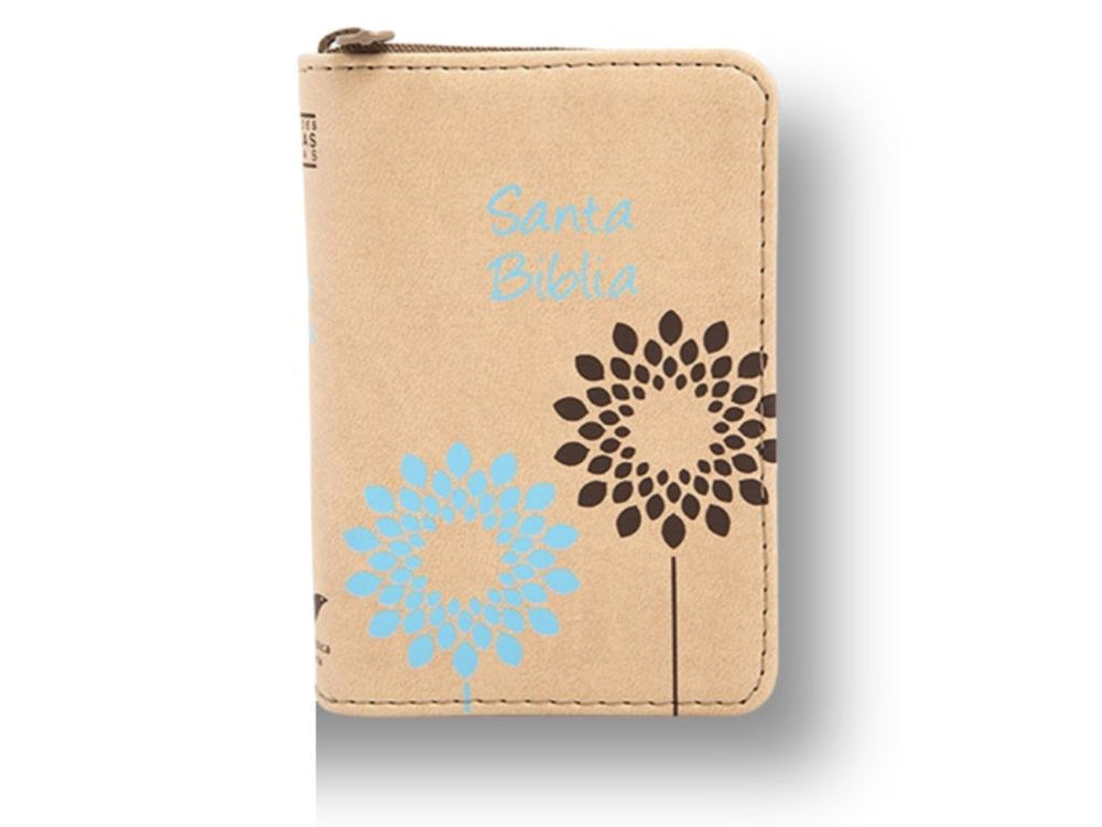 Biblia mini bolsillo con cierre, beige - RVR 1960