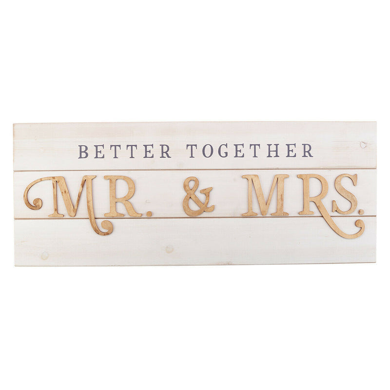 Mr and Mrs: White Wood Plank Sign
