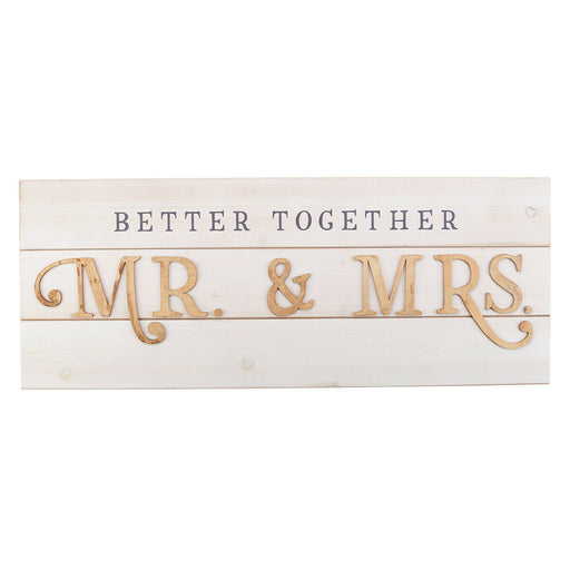 Mr and Mrs: White Wood Plank Sign