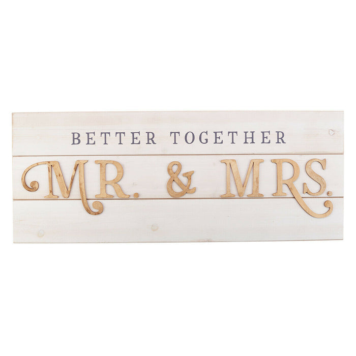 Mr and Mrs: White Wood Plank Sign